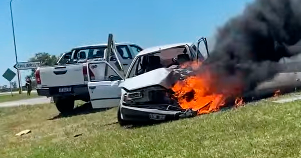 Villamarienses involucrados en fuerte choque en ruta 2